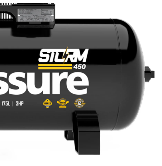 Compressor de Ar Storn 15 PCM 175L 3HP 175 PSI Monofásico Bivolt