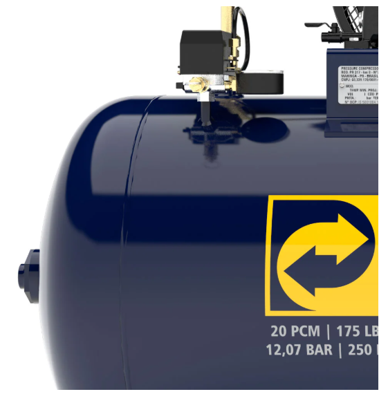 Compressor de Ar Super Pressure 20 PCM 250L 5HP 175 PSI Profissional