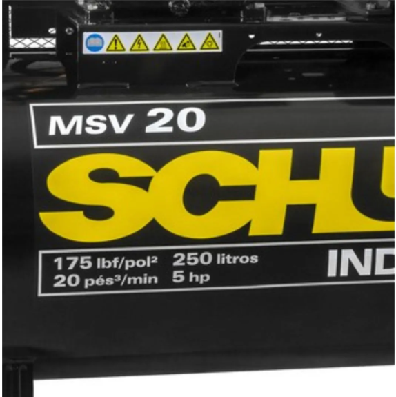 Compressor de Ar Schulz Max Isento 20 PCM 250L 5HP 175 PSI