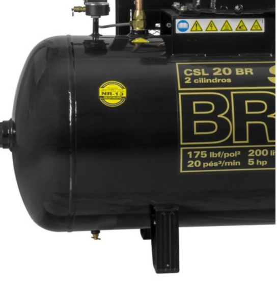 Compressor de Ar Schulz Bravo 25 PCM 200L 5CV 175 PSI Trifásico