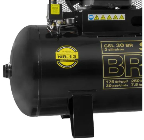 Compressor de Ar Schulz Bravo CSL 30BR 30 PCM 250L 7,5HP 175 PSI Trifásico