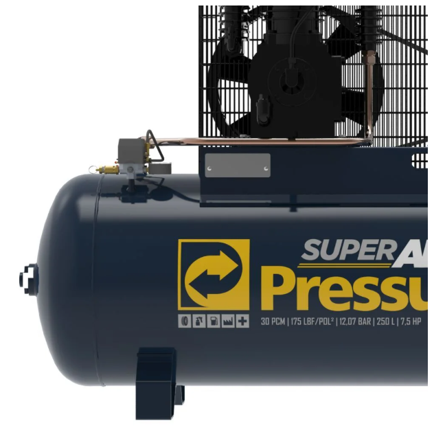 Compressor de Ar Super Evo Pressure 30 PCM 250L 7,5HP 175 PSI Trifásico 380V