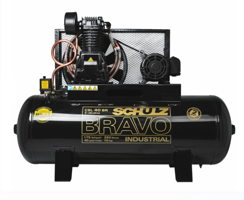 Compressor de Ar Schulz Bravo CSL 40 PCM 250L 10 HP 175 PSI Trifásico 220/380V