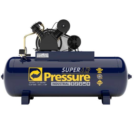 Compressor de Ar Super Pressure 20 PCM 250L 5HP 175 PSI Profissional